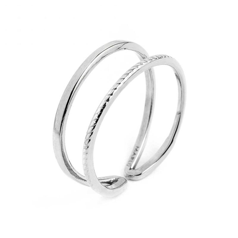 Anello doppia fascia sezione rettangolare e ritorta