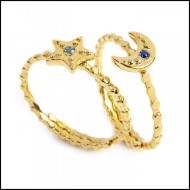 Anello luna e stella con zircone