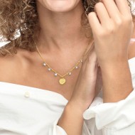 Collana medaglietta rosa dei venti pendente con zirconi Collana medaglietta rosa dei venti pendente con zirconi