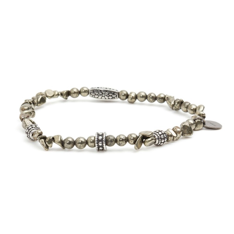 BRACCIALE PIETRE CON INSERTI IN ACCIAIO BRACCIALE PIETRE CON INSERTI IN ACCIAIO