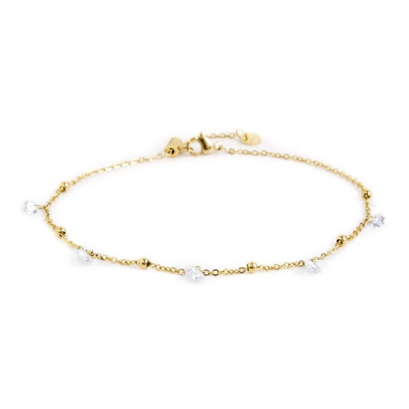 CAVIGLIERA CON CZ BIANCHI E SFERE