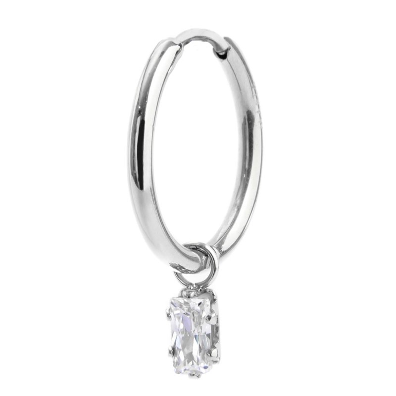 Orecchino a cerchio con zircone baguette Orecchino a cerchio con zircone baguette