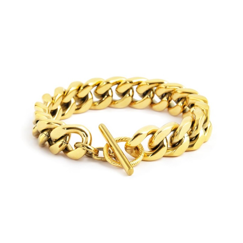 BRACCIALE ORO PVD CATENA GRUMETTA SP 13,50 MM BRACCIALE ORO PVD CATENA GRUMETTA SP 13,50 MM