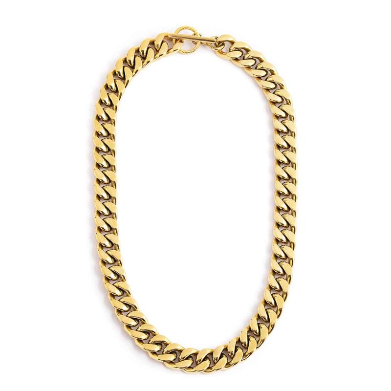 S.S.GOLD IP NECKLACE GRUMETTA CHAIN 13,50 MM S.steel gold ip necklace grumetta chain, 13,50 mm width, 5 mm thickness. T-bar clos S.S.GOLD IP NECKLACE GRUMETTA CHAIN 13,50 MM S.steel gold ip necklace grumetta chain, 13,50 mm width, 5 mm thickness. T-bar clos