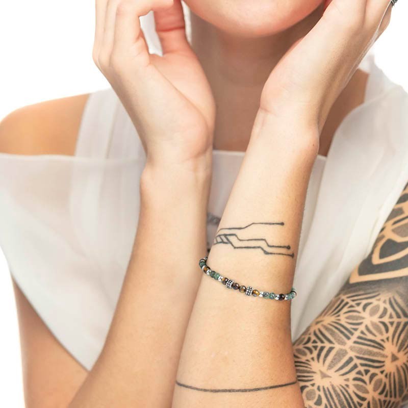 Bracciale occhio di tigre e turchese africano