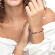 S.STEEL BRACELET RED AND BLACK STONE S.steel bracelet with 4.40mm red carnelian stone, 4.90 lava stone, 4.00mm steel brushed bla