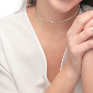 Collana tennis con zircone centrale Collana tennis con zircone centrale