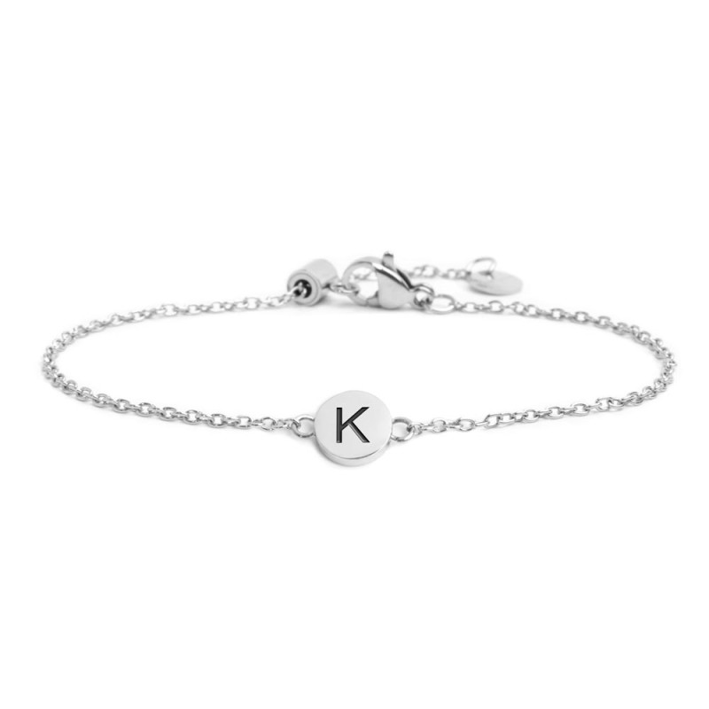 BRACCIALE ACCIAIO CON LETTERA SMALTATA
