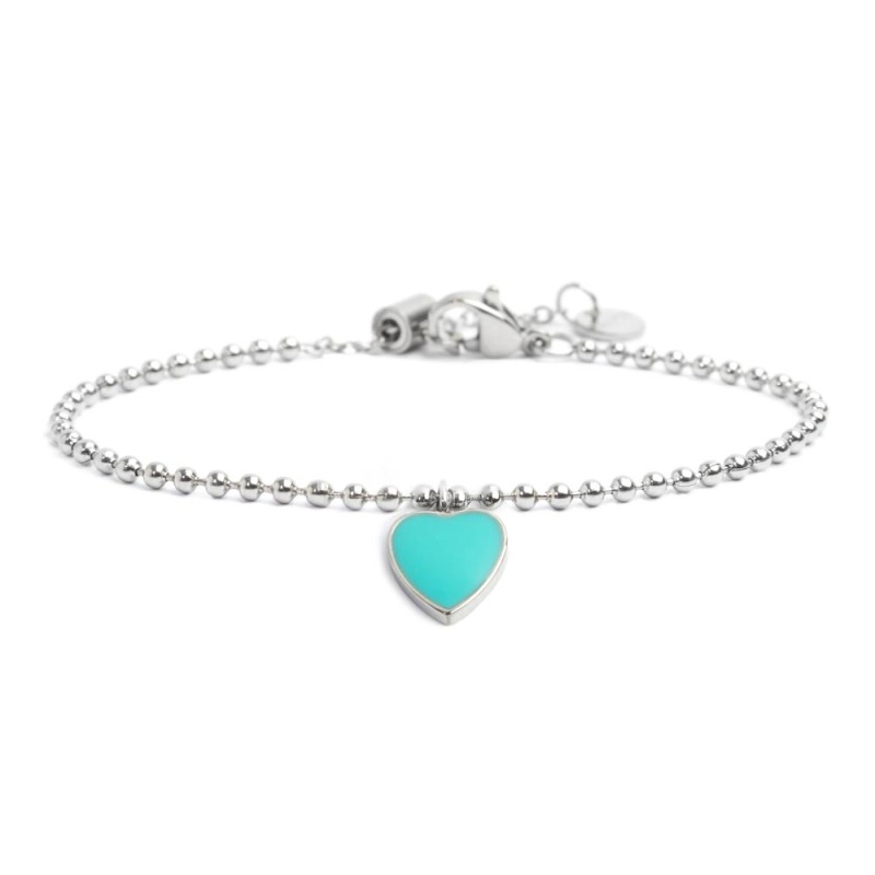 Bracciale acciaio con sfere e cuore