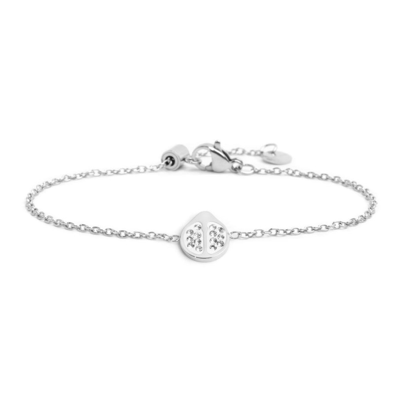 S.STEEL LADYBIRD BRACELET WITH CRYSTALS TOTAL LENGTH: 19CMWITH 6MM DOUBLE SIDES LOGO TAG 9.2*8.5MM LADY BIRD  WITH CLAY AND RHI S.STEEL LADYBIRD BRACELET WITH CRYSTALS TOTAL LENGTH: 19CMWITH 6MM DOUBLE SIDES LOGO TAG 9.2*8.5MM LADY BIRD  WITH CLAY AND RHI