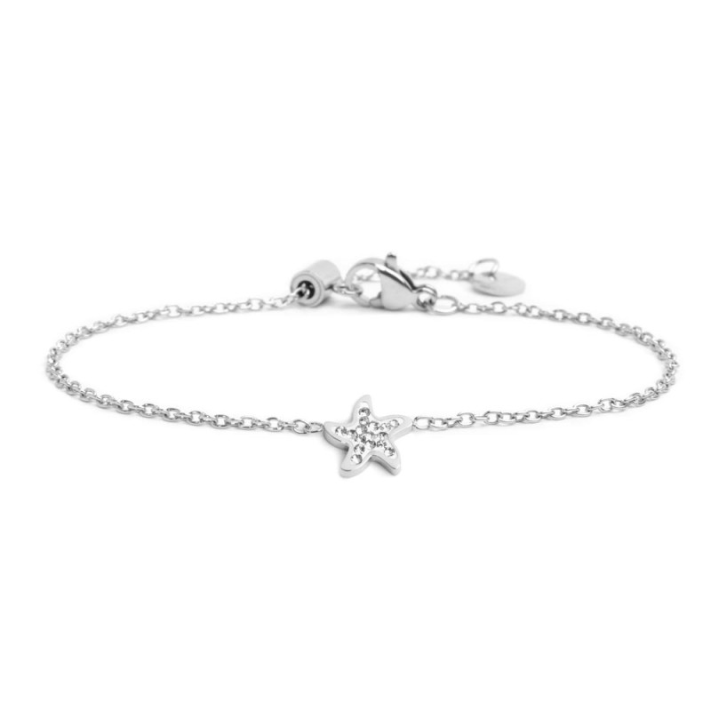 S.STEEL SEA STAR BRACELET WITH CRYSTALS 316 S.STEEL BRACELET WITH A 6 MM DOUBLE SIDES LOGO TAG AND 8.69*8.96*1.5 MM "SEA STAR" S.STEEL SEA STAR BRACELET WITH CRYSTALS 316 S.STEEL BRACELET WITH A 6 MM DOUBLE SIDES LOGO TAG AND 8.69*8.96*1.5 MM "SEA STAR"