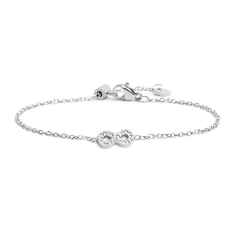 S.STEEL INFINITY BRACELET WITH CRYSTALS 316 S.STEEL BRACELET WITH A 6 MM DOUBLE SIDES LOGO TAG AND 10.2*4.92*1.5 MM "INFINITY" W S.STEEL INFINITY BRACELET WITH CRYSTALS 316 S.STEEL BRACELET WITH A 6 MM DOUBLE SIDES LOGO TAG AND 10.2*4.92*1.5 MM "INFINITY" W