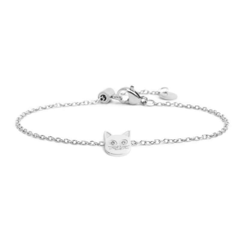 S.STEEL CAT BRACELET WITH CRYSTALS 316 S.STEEL BRACELET WITH A 6 MM DOUBLE SIDES LOGO TAG AND 6.88*8.11*1.5 MM "CAT" WITH 2 CRYS S.STEEL CAT BRACELET WITH CRYSTALS 316 S.STEEL BRACELET WITH A 6 MM DOUBLE SIDES LOGO TAG AND 6.88*8.11*1.5 MM "CAT" WITH 2 CRYS