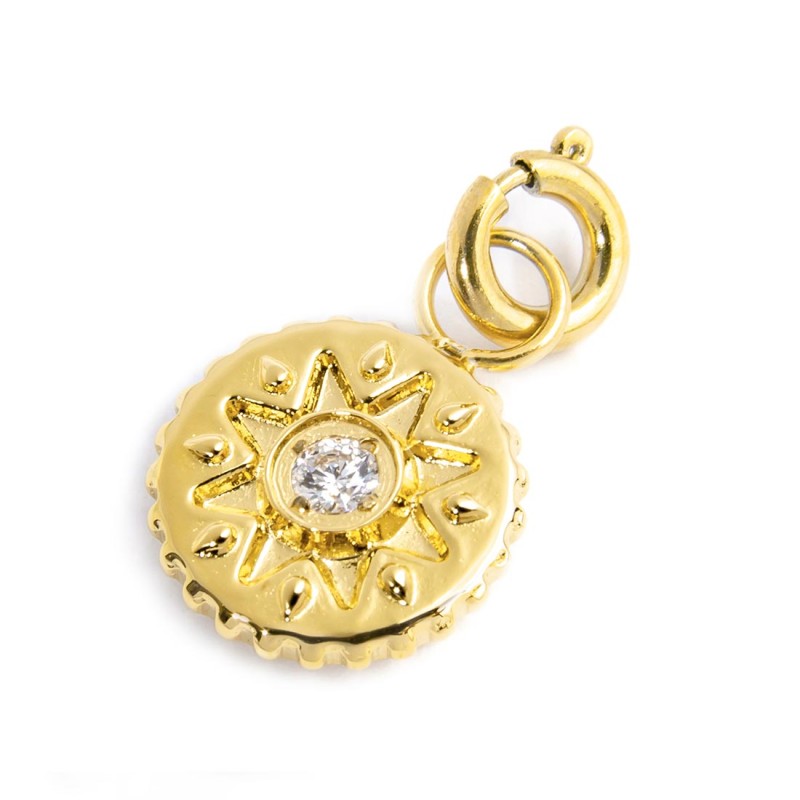 Charm medaglietta sole e cristalli Charm medaglietta sole e cristalli