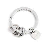S.STEEL KEYRING 30MM WITH RINGS Polished s.steel keyring with 30 mm diameter, 2,70 mm width, 2,40 mm thickness, with lasered Mar