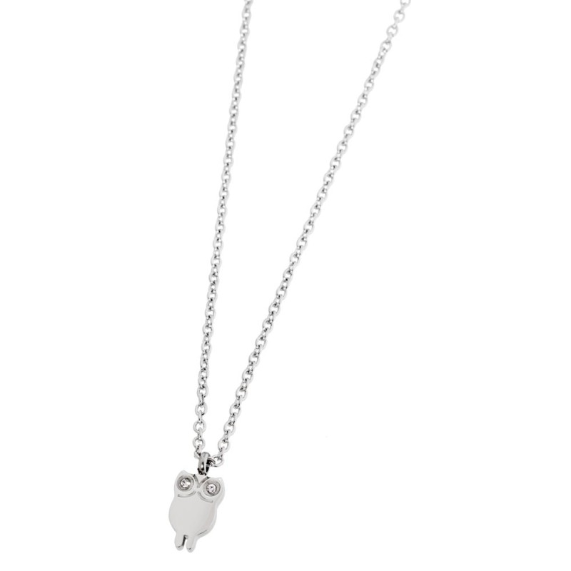 S.STEEL OWL NECKLACE WITH CRYSTALS 316 S.STEEL NECKLACE, 9.6*6.21*1.5 MM "OWL" WITH 2 CRYSTAL RHINESTONES IN EYES. 0.4 MM "O" CH S.STEEL OWL NECKLACE WITH CRYSTALS 316 S.STEEL NECKLACE, 9.6*6.21*1.5 MM "OWL" WITH 2 CRYSTAL RHINESTONES IN EYES. 0.4 MM "O" CH