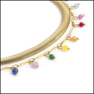 Cavigliera agata colorata e cavigliera catena snake Cavigliera agata colorata e cavigliera catena snake