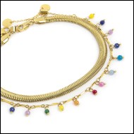 Cavigliera agata colorata e cavigliera catena snake Cavigliera agata colorata e cavigliera catena snake