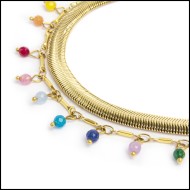 Cavigliera agata colorata e cavigliera catena snake Cavigliera agata colorata e cavigliera catena snake