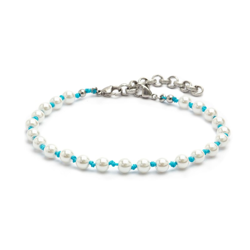 Cavigliera Donna A Doppio Strato In Argento 925 Con Perline E Stella - Lunghezza Regolabile 21+2 Cm, Gioiello Moda