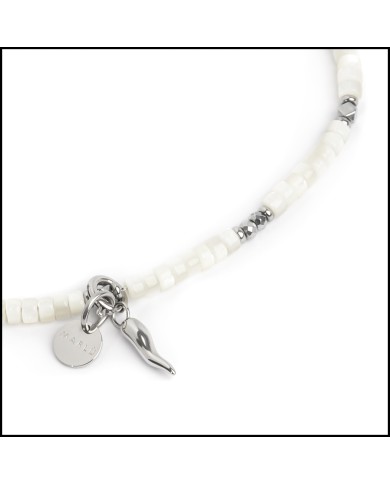 Cavigliera rondelle madreperla e charm corno Cavigliera rondelle madreperla e charm corno