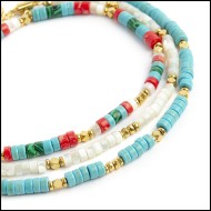 Cavigliere con rondelle madreperla turchesi e multicolor Cavigliere con rondelle madreperla turchesi e multicolor