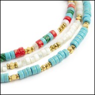 Cavigliere con rondelle madreperla turchesi e multicolor Cavigliere con rondelle madreperla turchesi e multicolor