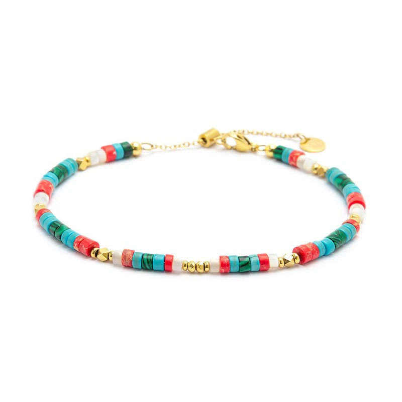 Cavigliere con rondelle madreperla turchesi e multicolor Cavigliere con rondelle madreperla turchesi e multicolor