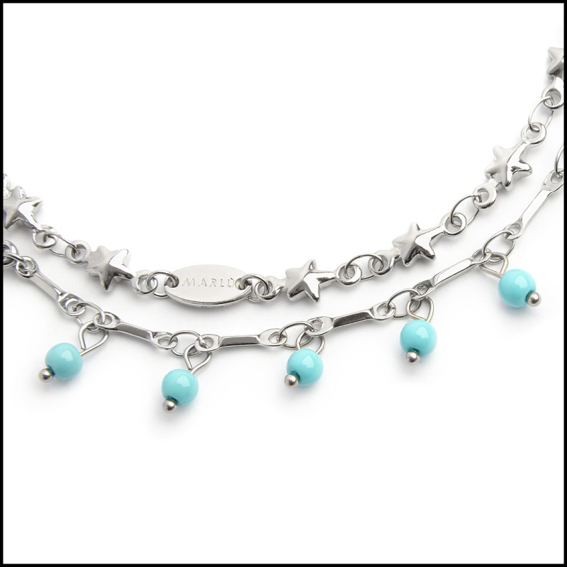 Cavigliera con stelle e cavigliera con pietre turchesi