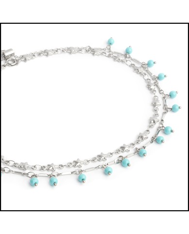 Cavigliera con stelle e cavigliera con pietre turchesi Cavigliera con stelle e cavigliera con pietre turchesi